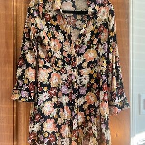 Zara Floral Blouse - Black, Red, Orange, Cream